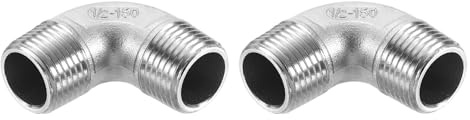 QUARKZMAN 2 Stück Edelstahl Winkel 1/2 PT Männlicher 90 Grad Bogen Innengewinde Gewinde Fitting Rohrwinkel Rohrverschraubung Winkelverbinder Luftschlauch Pvc Rohr Guss