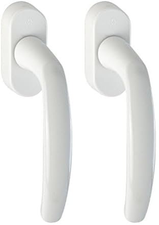 HOPPE 10760943 Poignée de Fenêtre Atlanta Secustik 90°/VK 7 x 32-42 mm Blanc - Pour Ouverture Oscillo-Battante, Fixation Non Visible par Vis Filetées M5 (Lot de 2)