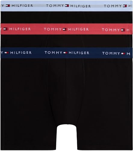 Tommy Hilfiger Men’s 3 Pack Cotton Boxer Briefs, Multicolor (Frs Cran/Swt Blu/Nght Sky), L