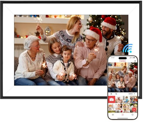 Vicloon 10,1 WLAN Digitaler Bilderrahmen, HD IPS Touchscreen Bildschirm, Automatisch Drehende, Wandmontierbar, Eingebauter 32GB Speicher, Einfache Weitergabe von Fotos Videos über Frameo App