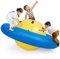 FANTASK Aufblasbare Kuppelwippe für Kinder, 223 cm große Kinderwippe zum Rollen, Neigen, Klettern & Hüpfen mit 6 integrierten Griffen (Gelb + Blau)