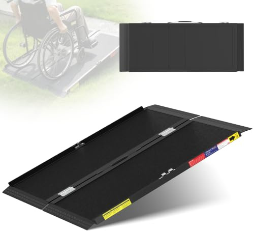 Nelyrho 91CM Folding Non-Slip Aluminum Wheelchair Ramp