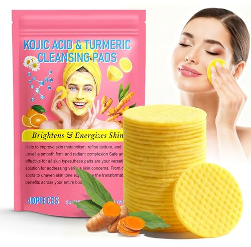 KojisäUre & Kurkuma Peeling Pads,40 StüCk,Doppelseitige Gesichts Toner Pads Mit Vitamin C & Turmeric,Reinigung Und Zum Peeling,Stumpfheit Der Haut Zu Verbessern,EbenmäßIgen Teint,Wasser Auszugleichen