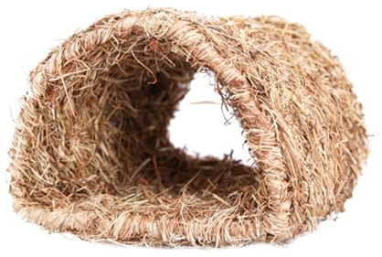 KOMBIUDA Handgefertigtes Kaninchen Nest aus Naturstroh Robuster Tunnel für Kleintiere Gemütliches Haustierbett Drinnen für Hasen und Mäuse Verstecken