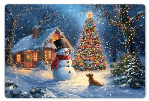 KitchenYeah© Platzsets Abwaschbar 6er Set Tischsets Platzdecken Platzset | 45x30 cm - Tischset Esstisch Tischuntersetzer Unterlagen Rutschfest Geschenk Weihnachtswunder - Winterabend - Farbenfroh