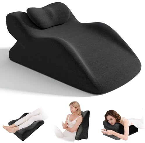 Jellybibo Venenkissen Beinhochlagerungskissen, Memory Foam Keilkissen Bett Lesekissen für Sofa, Multifunktions Rückenkissen, Ergonomische Beinkissen für Beine, Füße, Rücken, Sofa, Bett, Grau