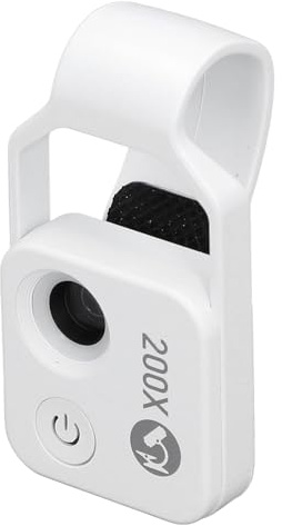 SUNGOOYUE Handy-Taschenmikroskop-Kamera, 200-fache Vergrößerung, Zoom-Clamp/Holder, Leichtes Mikroskop für Industrielle Inspektionen, Biologische Studien, 5 V, 1 A (White)