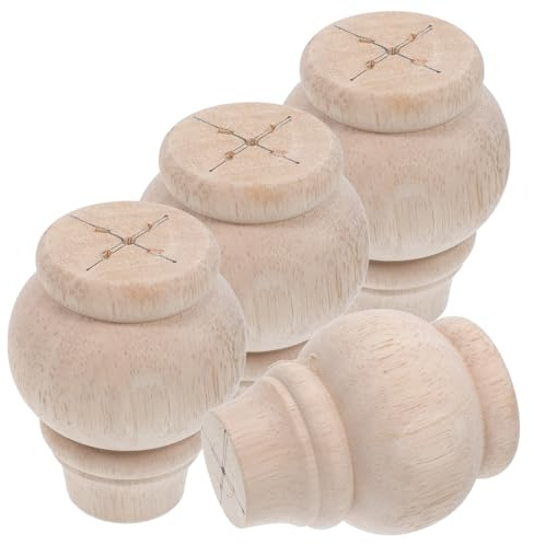 Alipis Lot de 4 Pieds de Meubles en Bois Massif Brut 8X10 CM Pieds de Rechange pour Canapé Chaise Table et Polyvalents pour Rénovation et Bricolage Mobilier