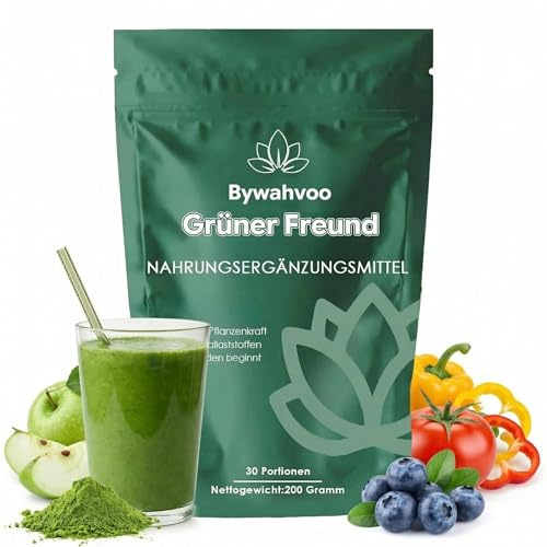 Grüne Entgiftungspulver 200g Superfood Pulver,Greens Pflanzenpulver mit Matcha, Gerstengras, Spirulina & Heidelbeeren,Reich an Ballaststoffen & Mikronährstoffen,Vegan – Täglicher Energie Helfer