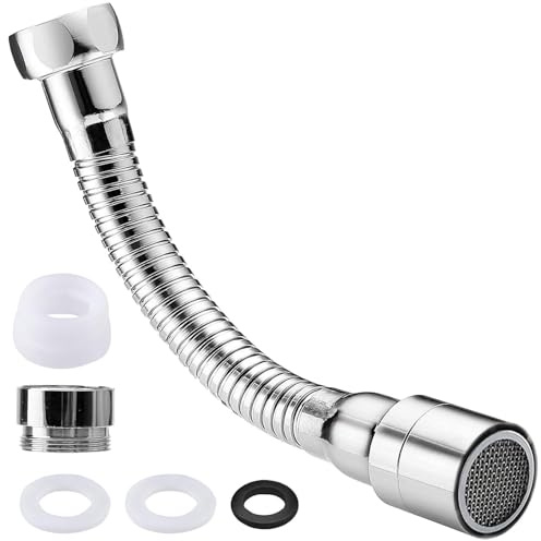 XIAOGUA Prolunga Rubinetto Cucina Rompigetto Rubinetto Doccino per Lavandino Acciaio Inox 304, Er Lavandino con Rotazione a 360 Gradi Attacco per Tubo Flessibile da Cucina Girevole (20CM)