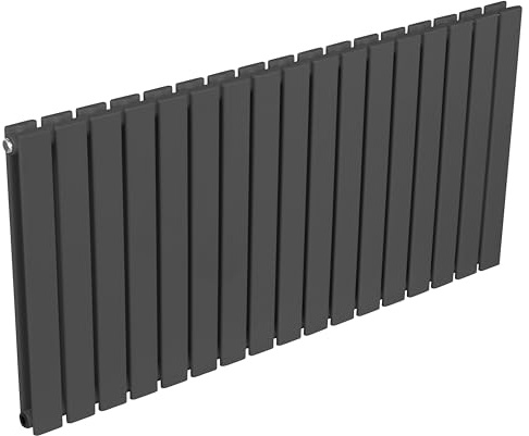 Baridi Horizontal Double Flat Panel Radiator 600 x 1190mm, 17 Fins, Efficient Heat Output, Central Heating, Anthracite – DH342