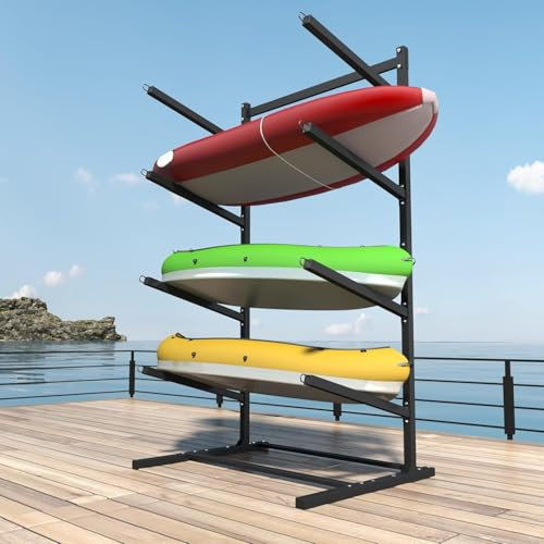 NBYTLT 4 Layer Kayak Storage Rack, Heavy Duty Kayak Racks 400lbs Capacity, Adjustable 205cm Kayak Stand with Protective Non-Slip Pads for Garage,Kayak, Canoe, Surfboard, Paddleboard
