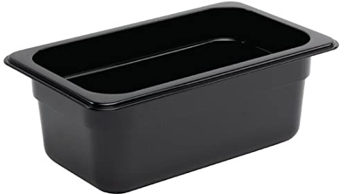 Vogue U467 Polycarbonate 1/4 Gastronorm Container, 2.4 L Capacity, 100 mm H x 162 mm W x 265 mm L, Black