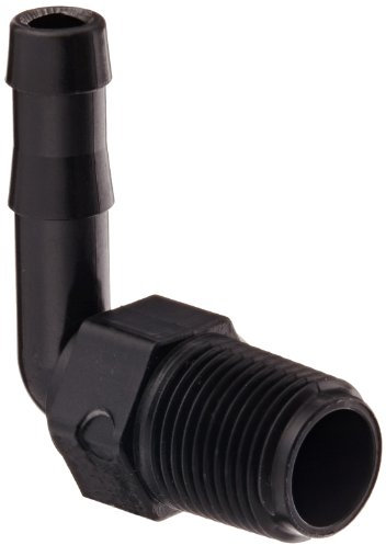 Banjo HB038-90 Polypropylene Hose Fitting, 90 Degree Elbow, 3/8 NPT Male x 3/8 Barbed