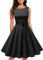 Gardenwed Robe de Soirée Cocktail Vintage Femme Années 40 50 60 Pin up Style Audrey Hepburn Rockabilly Swing Col Rond sans Manche Black Small White Dot 3XL