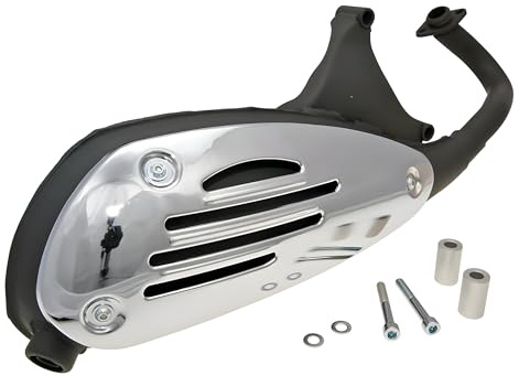 Auspuff Tecnigas Original Pro für Piaggio Fly, Liberty, Sfera, Vespa ET2, LX, Primavera, Sprint, S 50 2T | Farbe schwarz, Endschalldämpfer, E-Zulassung, eintragungsfrei, inkl. Anbaumaterial kompatibel mit Piaggio Sfera 50