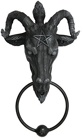 Baphomet Head Lucifer Satanic Demon Goat of Mendes Pagan Occult Door Knocker Halloween Decor Figurine 9 Inch Tall