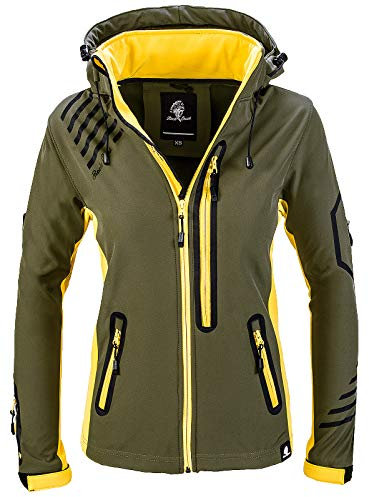 Rock Creek Damen Softshell Jacke Windbreaker Regenjacke Übergangsjacke Softshelljacke Damenjacke Regenmantel Outdoorjacke D-402 Dunkelgrün L