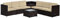 Outsunny 8 Pieces Outdoor PE Rattan Sofa Set with Cushions, Patio Garden Furniture Sets with Glass Top Coffee Table, Storage Corner Table, Brown