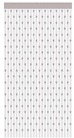 Xmiral Türvorhang Herzförmige Linie Gardine Einfarbig Tüll Translucidus mit Stangen Loch Gardine für Fenster Tür 100x200 cm(Grau)