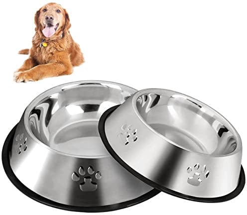2 Stück Edelstahl Hundenapf, rutschfeste Hundenäpfe/Futternapf,Hundenapf Mittelgroße Hunde (M-22cm/8.6)