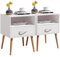Joolihome Wood Bedside Table Set of 2 Cabinet Storage Nightstands 1 Drawer with Metal Handle, 42 x 42 x 56 cm (White, 2)