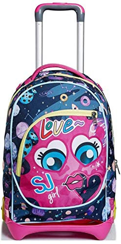 seven. Trolley Zaino Scuola SJ Gang Girl Love Sganciabile Colore Rosa Nero