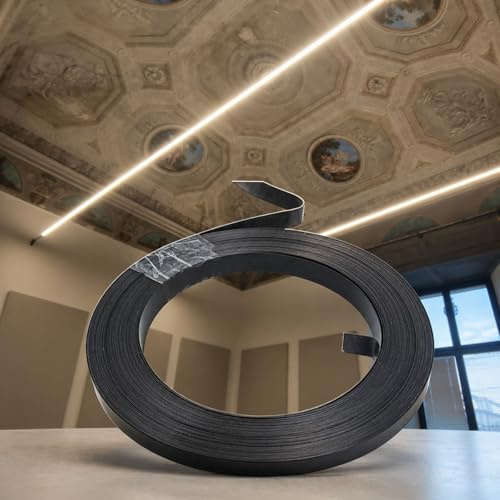 Sistema Illuminazione Cavi Tesi StarLine Nero, Banda Acciaio 25 Metri | Profilo 16mm, Spessore 0,5mm, Per Strisce LED, Installazione Lineare