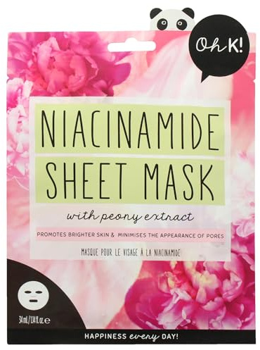 Oh K! Sheet Mask - Niacinamide - Moisturizing Face Mask - Hydrating Face Sheets - Rich in Niacinamide - Anti Aging Skin Care - Korean Skincare - 1 Pc