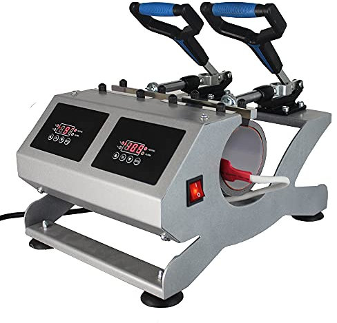 Mug Heat Press Machine Sublimation Double Station Cups Printing Machine with Two Switches Separated Time & Temperature Control CH1902