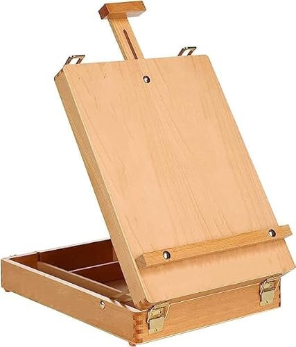 DARENYI Wooden Table Box Easel, Adjustable Easel Wood Table Sketch Box Easels, Portable Art Easel for Painting and Drawing