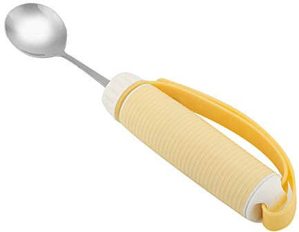 TOPINCN Disabled Utensil, Stainless Steel Fork/Spoon 360 Degree Rotating Eating Tablewares with Anti-Slip Silicone Handle for Elderly Use(Spoon)