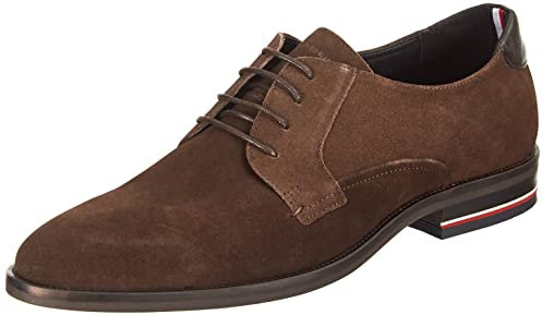 Tommy Hilfiger Herren Anzugschuhe Signature Hilfiger Suede Shoe aus Wildleder, Braun (Cocoa), 40 EU
