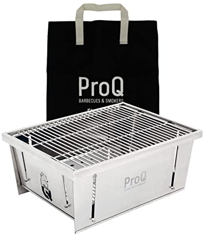 ProQ Flatdog, barbecue portatile per campeggio e borsa da trasporto in tela, griglia a carbone pieghevole all'aperto, griglia riutilizzabile per barbecue, regali per uomini