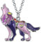 Emaille Legierung Wolf Halskette Anhänger Modeschmuck Niedliche Charms Geschenke für Frauen Mädchen (Violett)