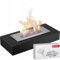 KRATKI India Bioethanol Kamin freistehend Original Deko mit echtem Feuer Biobehälter 0,5 l TÜV-zertifizierter pulverbeschichteter Stahl 49 x 8,5 cm schwarz Plus Kieseltrichter