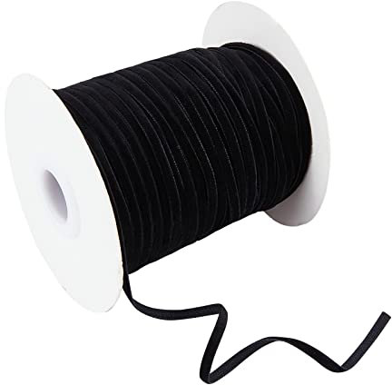nbeads 50 Yards Einseitiges Samtband, 3 mm Breites Schwarzes Satinband, Polyester-Samtband Für Choker, Hochzeitsgeschenk, Haarschleifen, Heim-Weihnachtsdekoration
