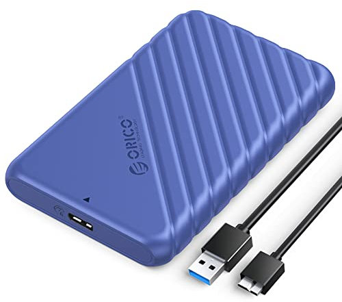 ORICO Boitier Disque Dur 2.5'', USB 3.0 Boitier Externe Disque 5Gbps pour SATA HDD et SSD de 2,5'' et 7/9.5 mm, accélération UASP, Trim, sans Outils(Bleu)