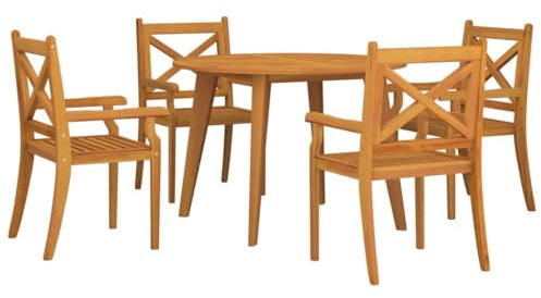 vidaXL Gartenmöbel Set 5-TLG. Gartengarnitur Sitzgruppe Gartenset Sitzgarnitur Gartentisch Gartenstuhl Esstisch Tisch Stühle Massivholz Akazie