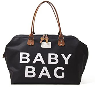 Fume London Baby Bag & Wickeltasche - Stilvolle, Multifunktionale Kliniktasche für Mama | Große, Wasserdichte Diaper Bag für Travel und Mutterschaft (Schwarz)