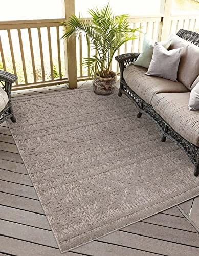carpet city In-& Outdoor Teppich - 140x200 cm - für Innen-& Außenbereich - Wetterfest Balkon-Teppich, Terrasse, Flur, Küche - Wohnzimmer-Teppiche - Hochtief/ 3D-Effekt - Ethno-Optik in Braun