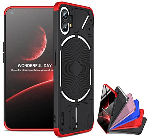 TIANYUE Hülle für Nothing Phone (1), Harte PC Rückseite Hülle, Slim Case Cover Kratzschutz Stoßfestes Schutzhülle für Nothing Phone (1)-Rot schwarz