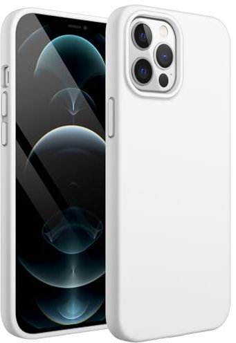 JETech Silicone Case for iPhone 12 Pro Max 6.7-Inch, Silky-Soft Touch Full-Body Protective Phone Case, Shockproof Cover with Microfiber Lining (White)