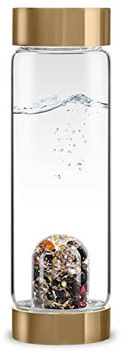 VitaJuwel ViA IMPERIA. QUEEN - Bottiglia d'acqua con ossidiana, granato, imperilebas, cristallo di rocca e oro 24 k