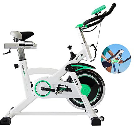 Cecotec Bicicleta Indoor Profesional Extreme X. Volante de Inercia de 16 Kg, Niveles de Resistencia Variable, Pulsómetro, Manillar y Sillín regulable, Pantalla LCD, Ruedas de Transporte