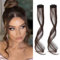 Flufymooz Side Air Bangs, 2 Stück Clip-in-Ponys für die Vorderseite, Pony-Haarspangen zum Anklipsen mit Schläfen, synthetischer langer Drachenbart-Pony, 30 cm (Dunkelschokoladenbraun)