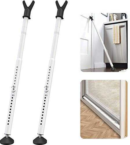 YeYeBest Sliding Door Security Bar & Door/Window Lock Security Door 2 Pack Stop Home Security Bar 28-45Inch Door Jam Adjustable from Inside for Apartment Bedroom Bottom of Door Heavy Duty Interior