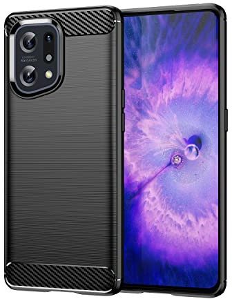 Max Power Digital Cover per Oppo Find X5 Protettiva Case Custodia in Morbida Silicone Resistente Fibra di Carbonio Antiurto Anti-Graffio Nero [Supporta Ricarica Wireless]