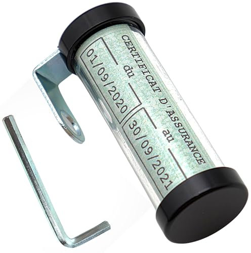 Porte Vignette Controle Technique, CT Moto Tube, Accessoire Scooter/Moto Support De Vignette Contrôle Photo Etanche ✯Marque FRANÇAISE UGOZEN✯ 50x20 mm d'affichage pour Moto/Scooter/Quad (Noir)