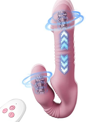 ZWFUN Doppelkopf Dildo Vibrator, 3 * 10 Schub- und Vibrations-G-Punkt-Vibrator Paar-Vibrator Vibrator Massage für Vagina Leise mit Fernbedienung, Erotik Sexspielzeug für Frauen Paare（Rosa）